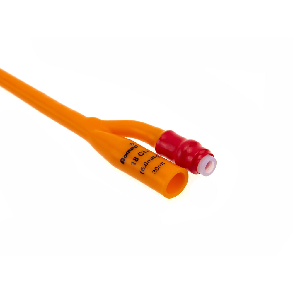 Nahaufnahme des Anschlusses des Romed Foley 2-Wege Ballonkatheters.