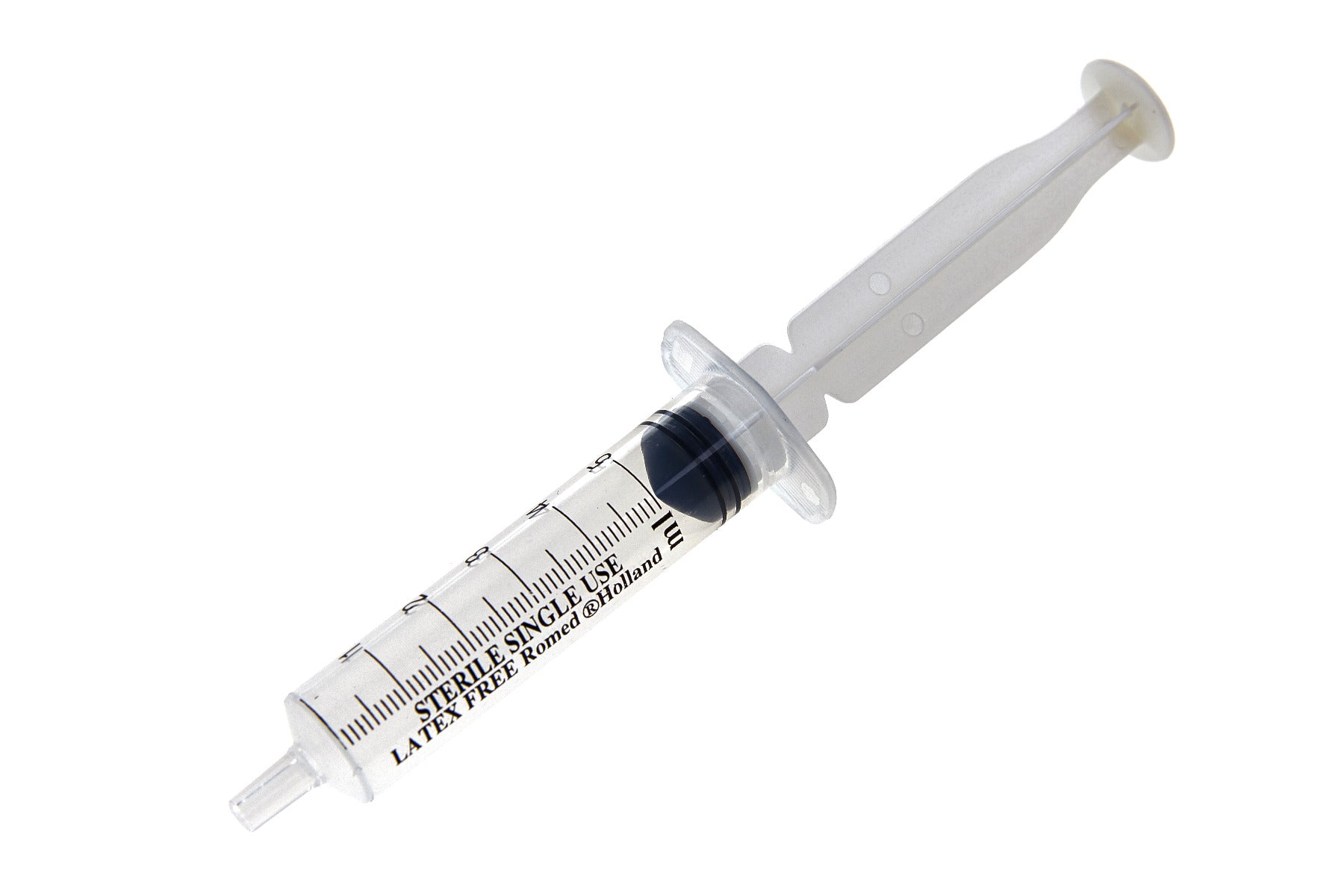 Frontalansicht der Romed Einmalspritze 5 ml.