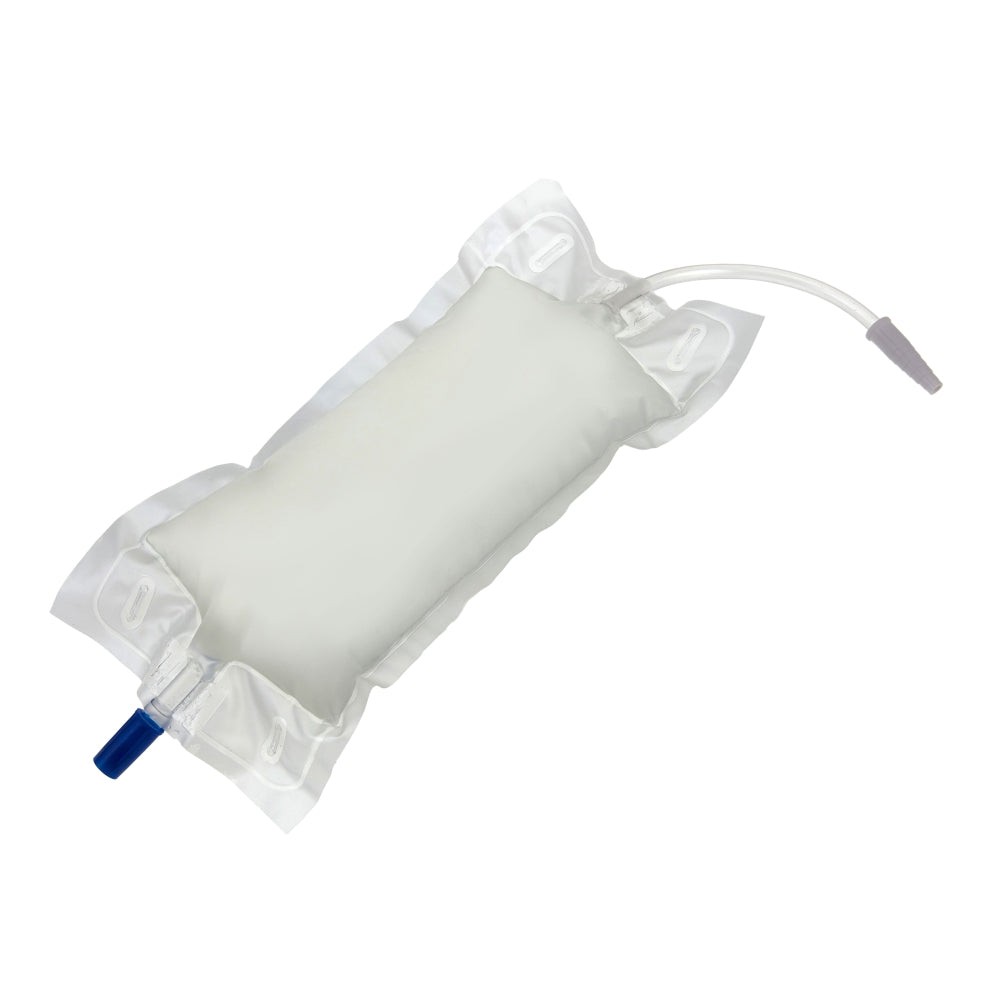 Urinbeutel mit einem Fassungsvermögen von 750 ml, transparent, aus flexiblem Material. Die obere Kante ist mit einer runden Öffnung versehen, die einen einfachen Anschluss an das katheterartige System ermöglicht. Am Beutel befinden sich klare Markierungen zur Anzeige des Füllstandes. Der Beutel hat eine spezielle Aufhängung, die eine sichere Positionierung ermöglicht. Eine Auslassöffnung mit einem praktischen Verschluss sorgt für eine unkomplizierte Entleerung.
