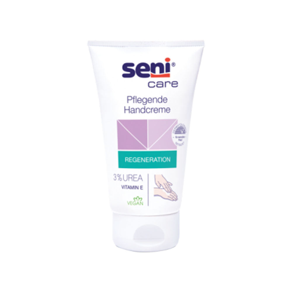 rontalansicht der Seni Care Handcreme Tube – feuchtigkeitsspendende Formel