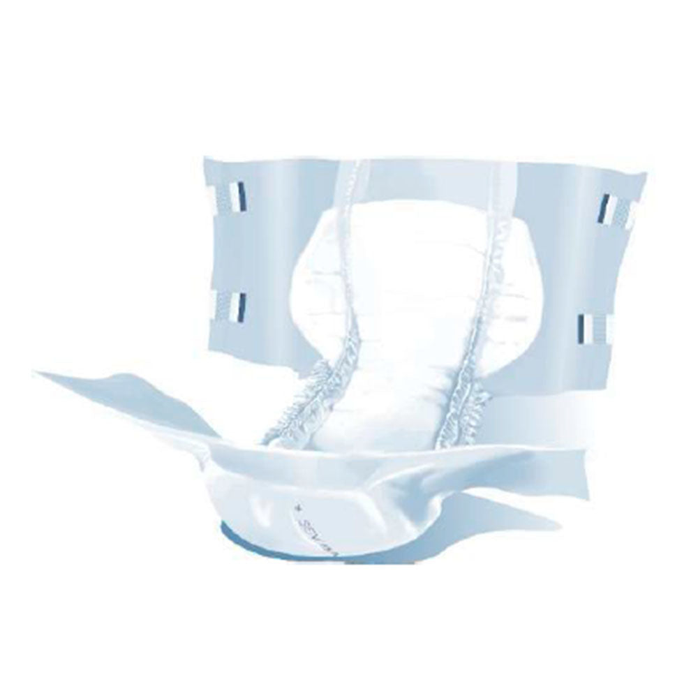 Frontalansicht einer einzeln entnommenen Seni Classic Basic XL Inkontinenzwindel.