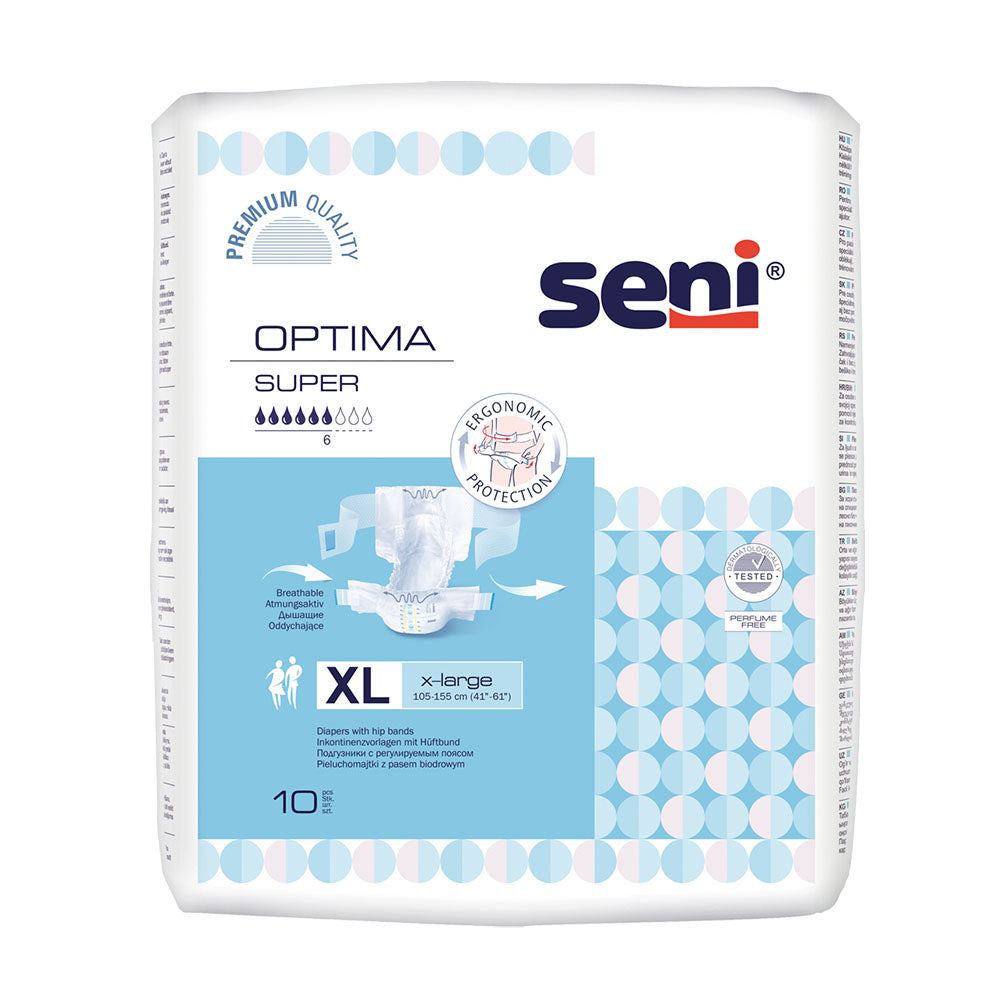 Frontalansicht der Seni Optima Super Inkontinenzvorlagen XL.