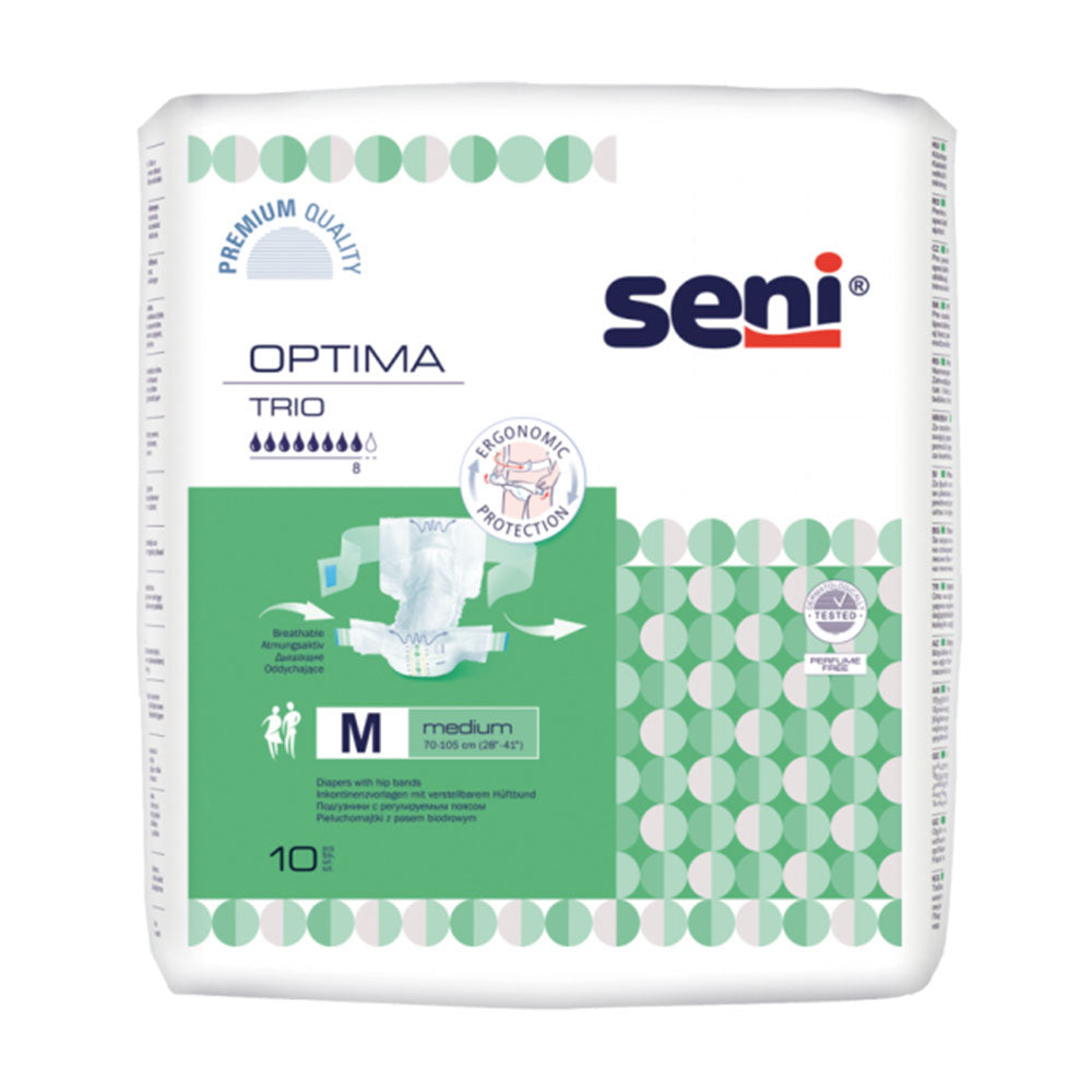 Frontalansicht einer Packung Seni Optima Trio Medium 10er Pack.