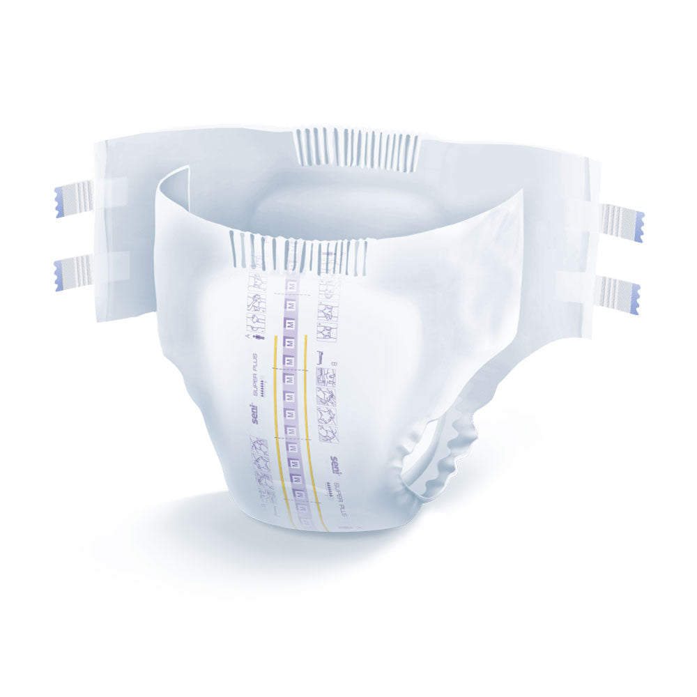 Seni Super Plus Medium ist eine Packung mit hochabsorbierenden Inkontinenzprodukten, die für mittlere Inkontinenz geeignet sind. Das Bild zeigt einen Karton mit einem modernen Design, auf dem die Marke "Seni" und der Produktname deutlich sichtbar sind. Die Packung enthält 10 Stück und ist in einer ansprechenden Farbgestaltung gehalten. Die Vorderseite hebt die Super-Plus-Absorption und die Medium-Größe hervor.