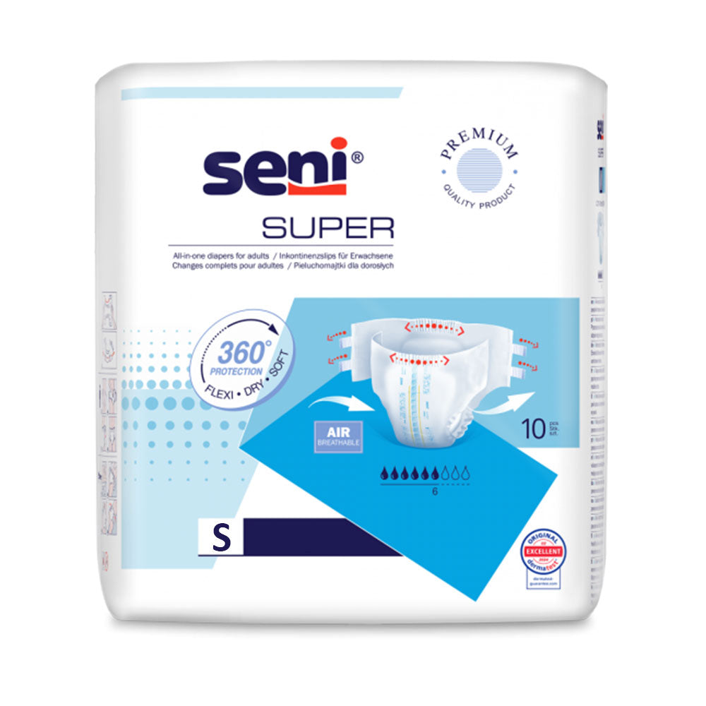 Frontalansicht einer Packung Seni Super Small