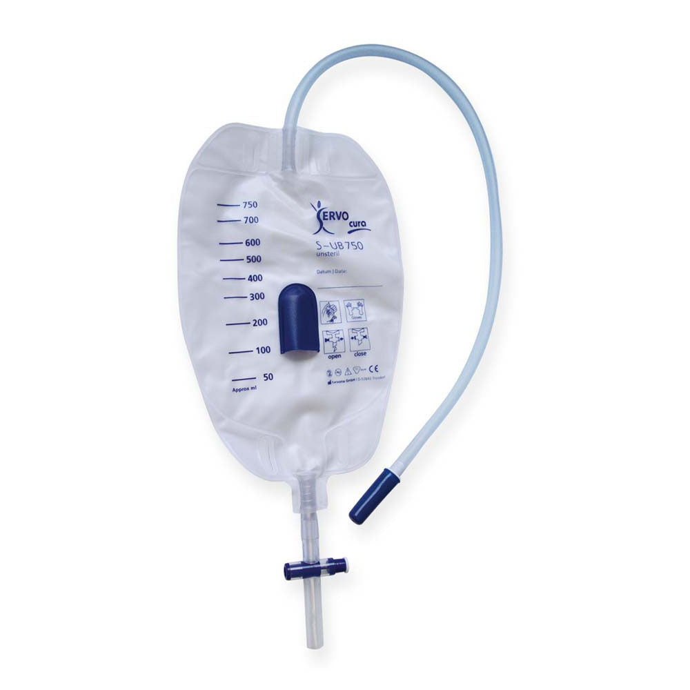 Ein einzigartiger, transparenter Urinbeutel mit einem Füllvolumen von 750 ml. Der Beutel ist aus haltbarem, medizinischem Kunststoff gefertigt und verfügt über eine gut sichtbare Skala zur einfachen Füllstandskontrolle. Er hat einen konischen Anschluss, der mit einem flexiblen Schlauch verbunden werden kann. Auf der Rückseite sind klare Anweisungen zur Verwendung und Hygiene aufgedruckt. Der Beutel ist sterilisierbar und ideal für Patienten, die eine unkomplizierte Lösung zur Urinauffangung benötigen.