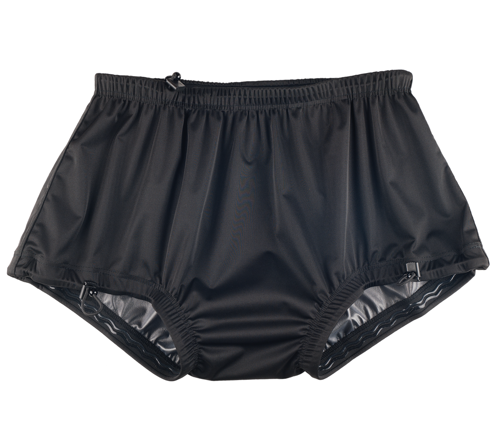 Schwarzer Sicherheitsslip für Damen in Größe 46 von Suprima. Der Slip hat eine bequeme, elastische Passform und besteht aus hochwertigen, atmungsaktiven Materialien. Die Taille ist weich und dehnbar, um optimalen Komfort zu bieten. Der leicht glänzende Stoff verleiht dem Slip eine elegante Optik. Im Hintergrund ist ein neutraler Farbton, der die Details und die Textur des Slips hervorhebt.