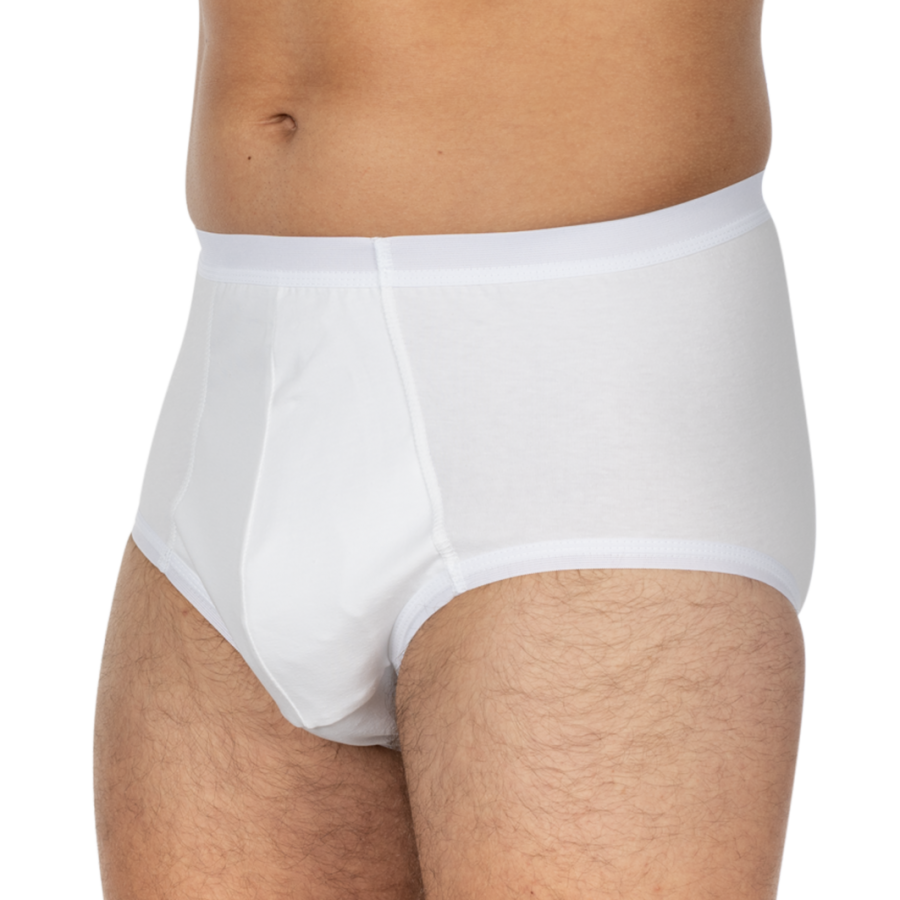 Das Bild zeigt einen weißen Suprima Bodyguard 4 in Größe 6, der auf einem einfachen, neutralen Hintergrund präsentiert wird. Der Bodyguard hat eine sportliche, anatomische Form und besteht aus elastischem Material, das für einen bequemen Sitz sorgt. An den Seiten sind seitliche Taschen erkennbar, die eine diskrete Aufbewahrung ermöglichen. Der Bodyguard ist mit einem einfarbigen, glatten Design gestaltet, das einen modernen Look vermittelt.