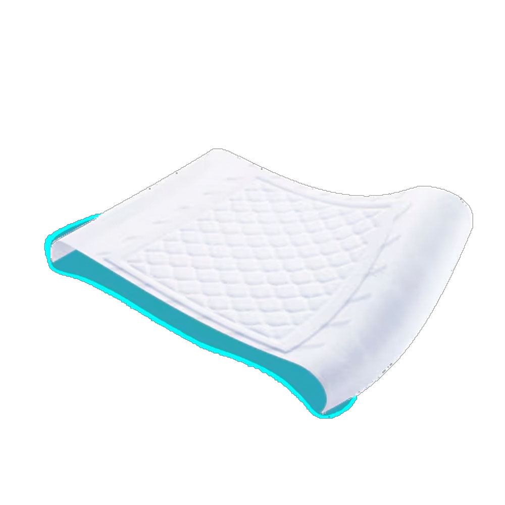 Das Produktbild zeigt eine große Bettschutzunterlage der Marke TENA, mit den Maßen 180 x 80 cm, ausgestattet mit praktischen Flügeln. Die Unterlage ist dünn, hygienisch und hat eine ansprechende, sanfte Farbe in hellem Weiß und Blau. Sie ist auf einer glatten Oberfläche ausgebreitet, um ihre Größe und Funktion zu demonstrieren. Ideal zum Schutz von Matratzen vor Feuchtigkeit, bietet sie Sicherheit und Komfort im Bett.
