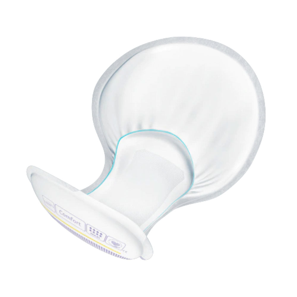 Frontalansicht einer einzeln entnommenen Tena Comfort Maxi Inkontinenzvorlage.