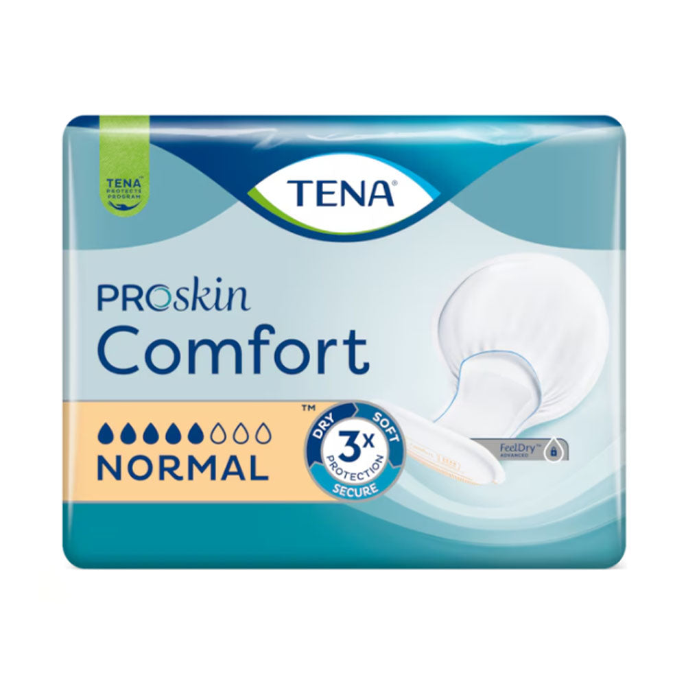 Frontalansicht einer Packung Tena Comfort Normal Inkontinenzvorlagen.