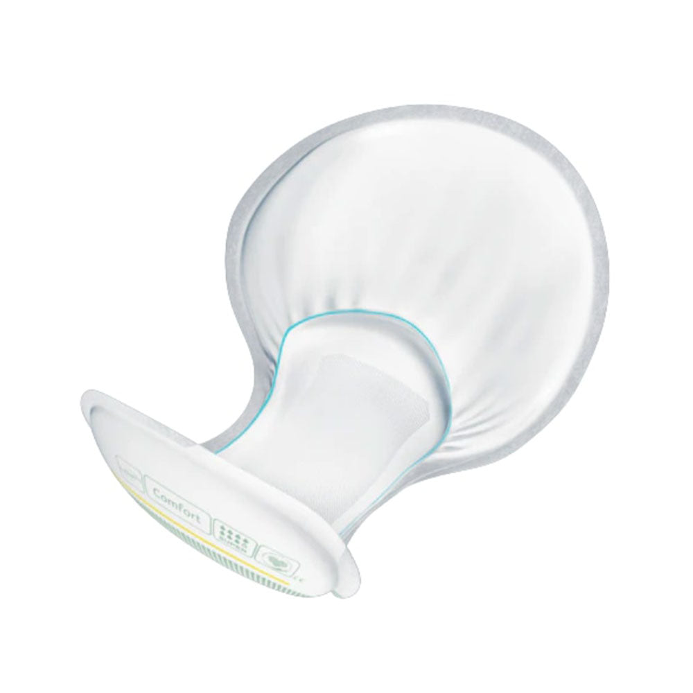 Frontalansicht einer einzeln entnommenen Tena Comfort Super Inkontinenzvorlage.