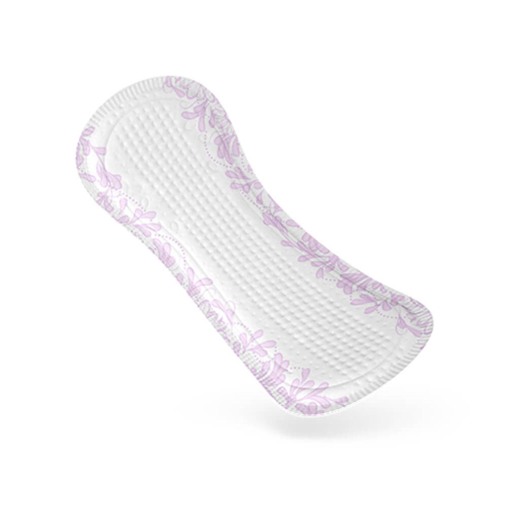 Frontalansicht einer einzeln entnommenen Tena Discreet Ultra Mini Inkontinenzeinlage.