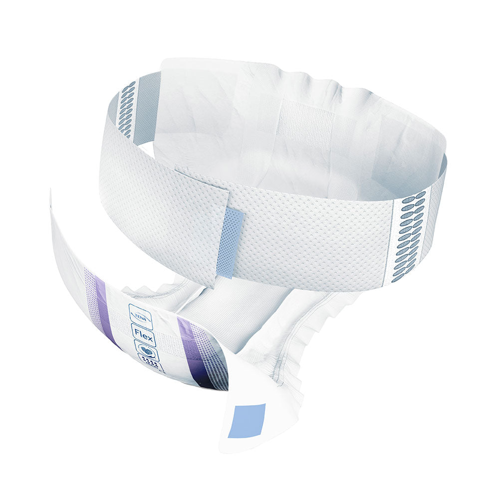 Frontalansicht einer einzeln entnommenen Tena Flex Maxi Medium Inkontinenzwindel.
