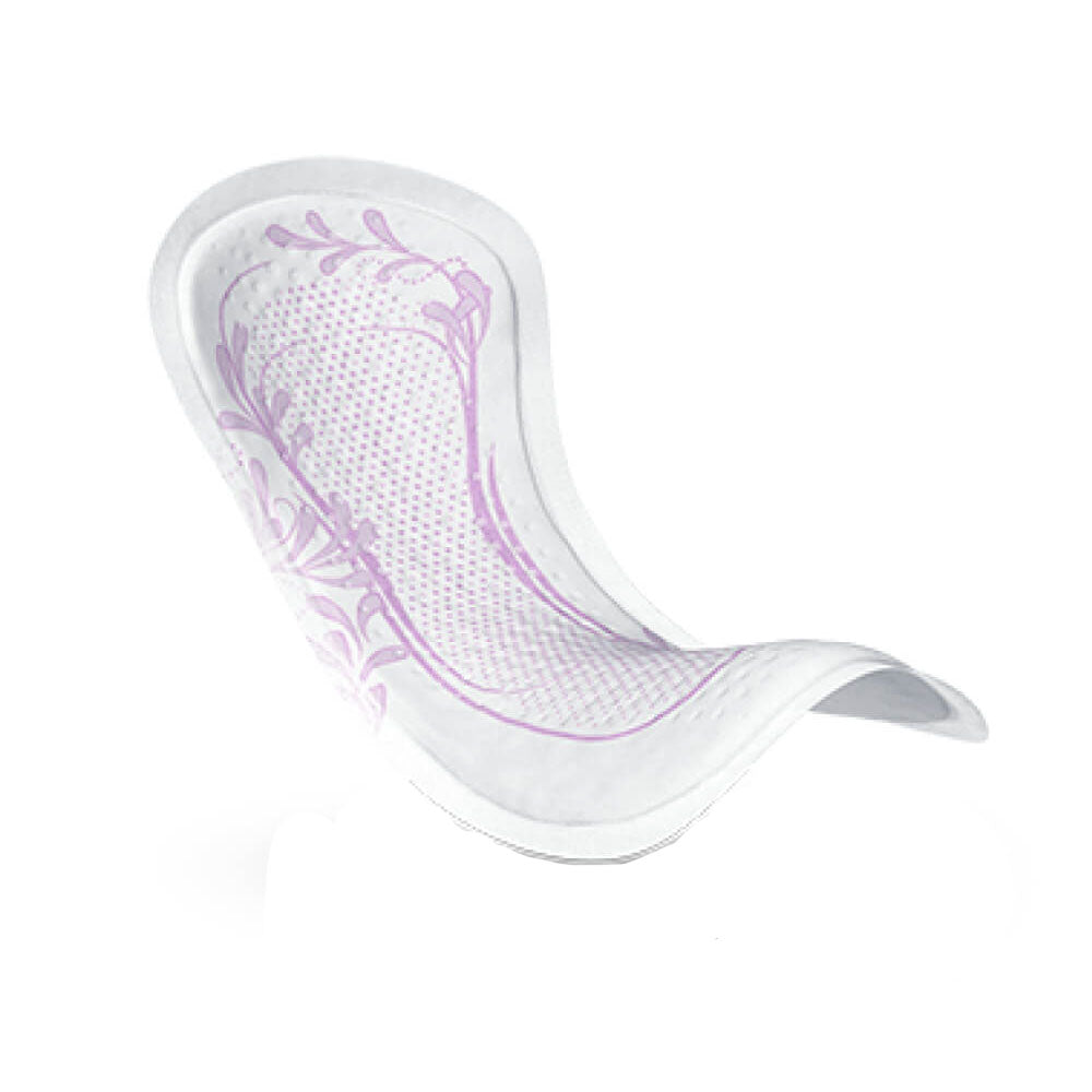 TENA Lady Discreet Mini Inkontinenzeinlagen in einer Packung mit 20 Stück, die auf einem neutralen Hintergrund präsentiert wird. Die Vorderseite der Packung zeigt das Produktlogo "TENA" in blauer Schrift, gefolgt von "Lady Discreet Mini" und einem Hinweis auf die Secure Absorption für einen sicheren Schutz. Das Design ist modern und ansprechend, mit sanften Farben, die Vertrauen und Diskretion vermitteln.