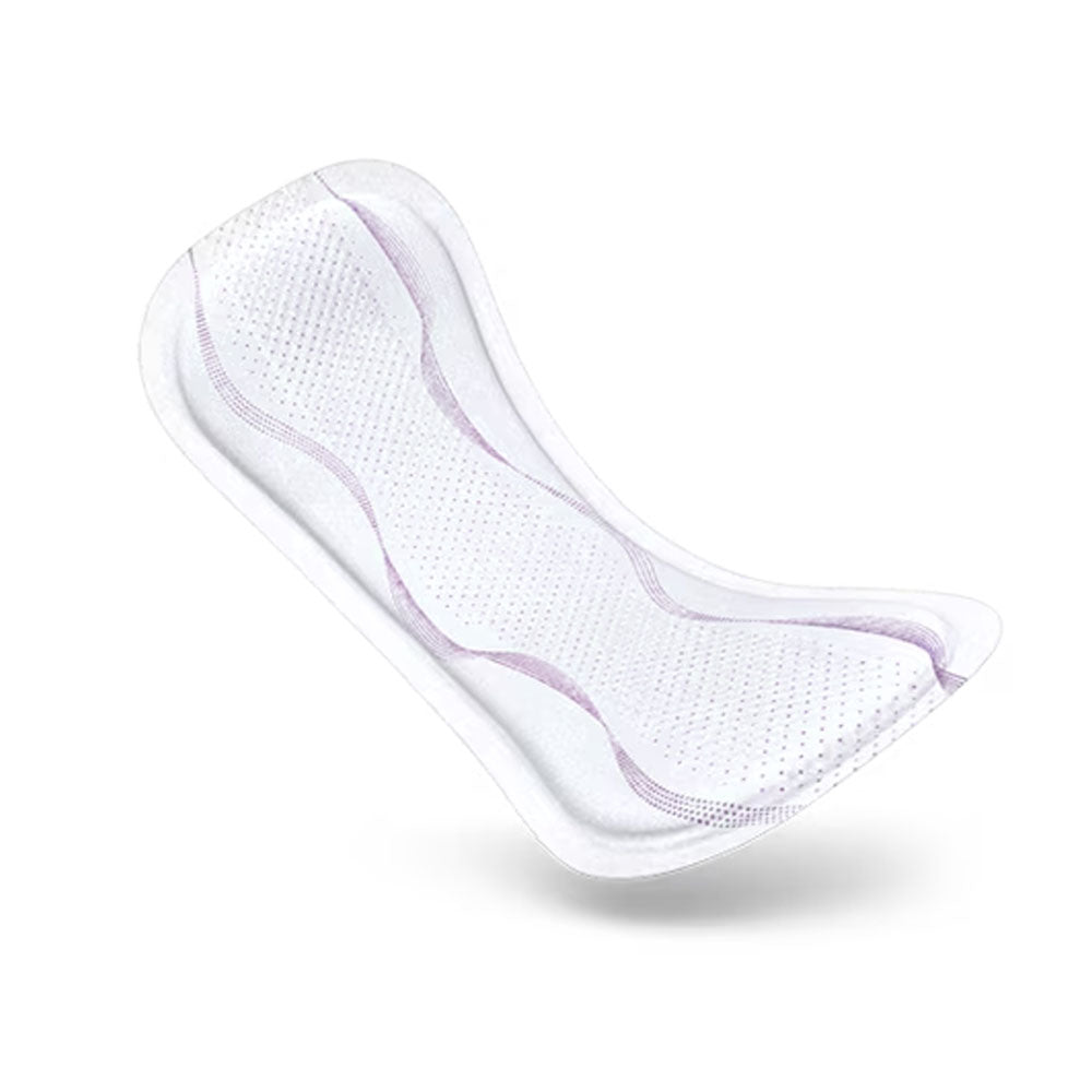 Frontalansicht einer einzeln entnommenen Tena Lady Mini Plus Inkontinenzeinlage.