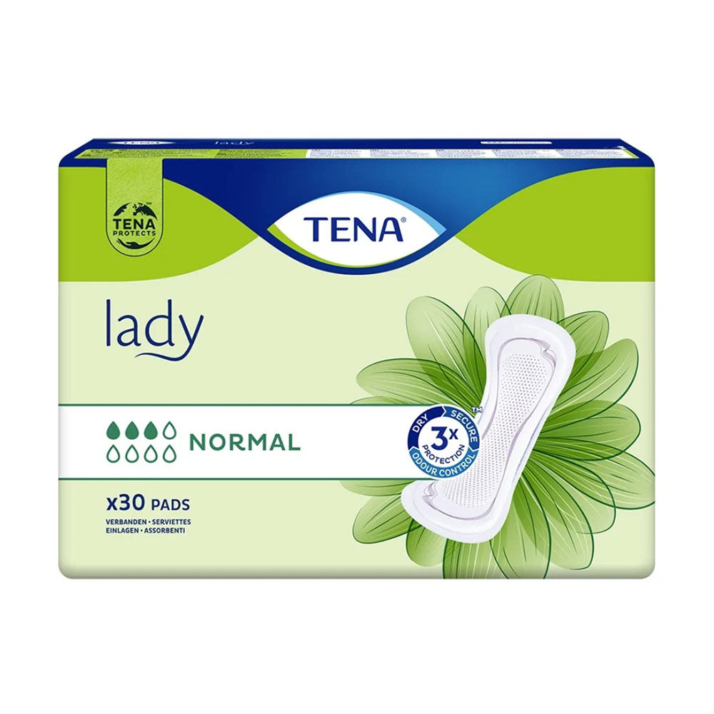 Frontalansicht einer Packung Tena Lady Normal Inkontinenzeinlagen.