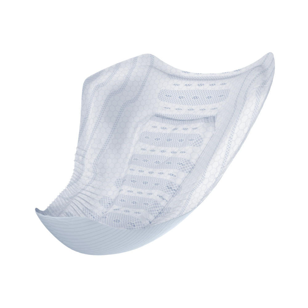 Weiße Packung mit dem Produkt "TENA Men Active Fit Level 3" auf einem neutralen Hintergrund. Die Packung zeigt ein stilisiertes, modernes Design und enthält Aufschriften, die auf die Anwendung von Inkontinenzeinlagen für Männer hinweisen. Das Bild zeigt, dass die Einlagen für aktive Männer geeignet sind und einen mittleren Schutz bieten. Im Vordergrund sind die Einlagen zu sehen, die flach und diskret gestaltet sind.