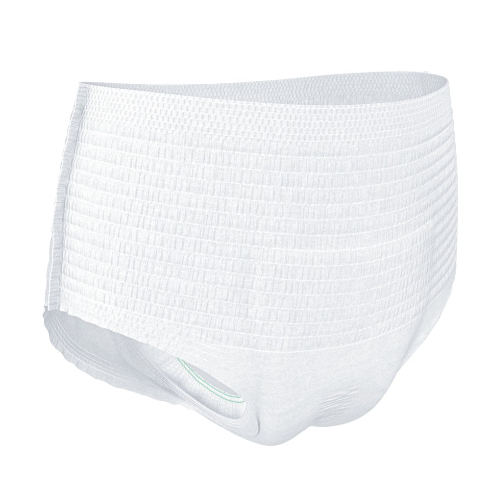 Produktbild einer Packung TENA ProSkin Pants Super in Größe M. Die Verpackung zeigt ein modernes Design in Weiß mit blauen und grünen Akzenten. Der Packungsinhalt ist als „Super“ gekennzeichnet, was auf hohe Saugfähigkeit hinweist. Im Hintergrund sind stilisierte grafische Elemente, die mit Hautgesundheit assoziiert werden. Die Produkte sind für eine bequeme und diskrete Inkontinenzhilfe konzipiert und bieten einen elastischen Bund für einfachen Sitz.