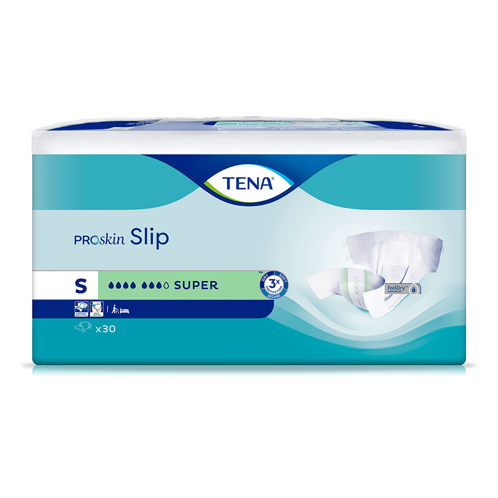 Frontalansicht einer Packung Tena Slip Super Small Inkontinenzslips.