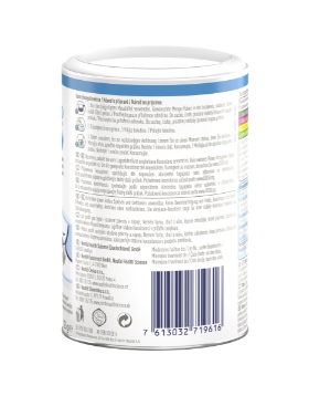 Das Bild zeigt eine Verpackung von "Thicken Up Clear", einem Verdickungspulver in einer transparenten, rechteckigen Kunststoffdose mit einem weißen Deckel. Die Vorderseite der Dose trägt den Produktnamen in auffälliger Schrift, begleitet von einem Symbol, das auf die Glutenfreiheit hinweist. Im Hintergrund ist eine sanfte Farbverläufe in Blau und Grau sichtbar. Das Etikett enthält auch Hinweise zur Anwendung und zu den Inhaltsstoffen.