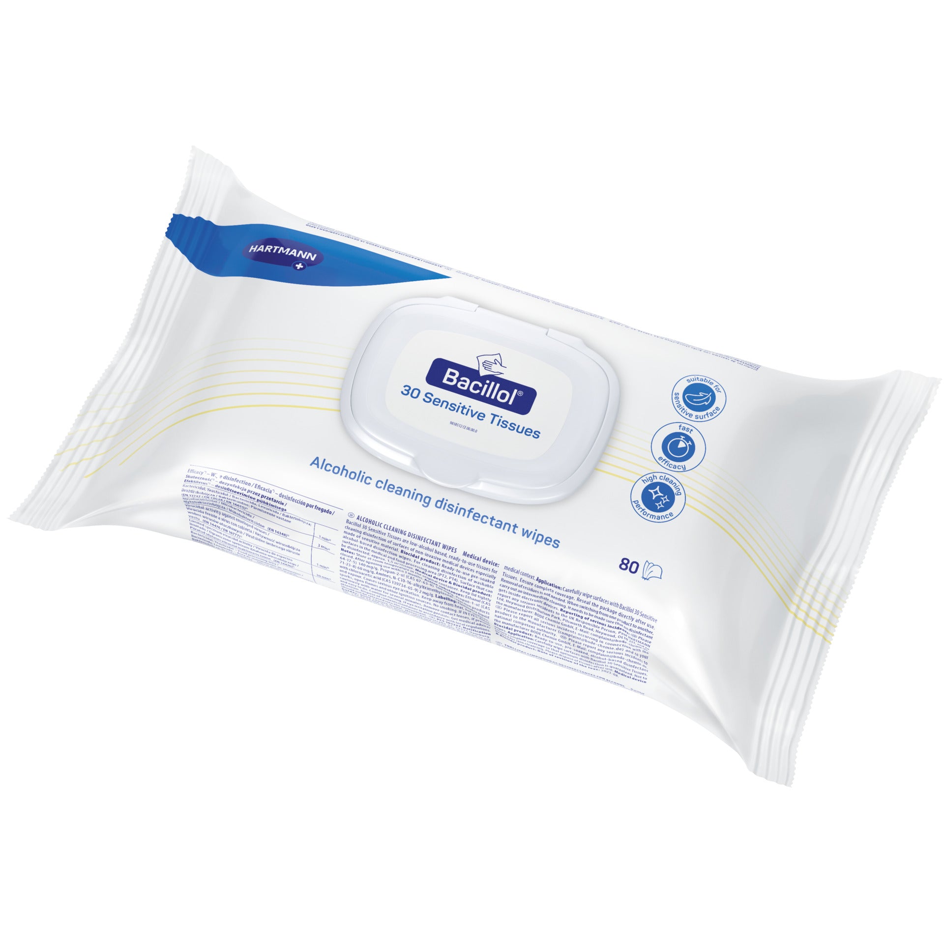 Bacillol 30 Sensitive Tissues von Hartmann, 80 Desinfektionstücher in wiederverschließbarer Packung