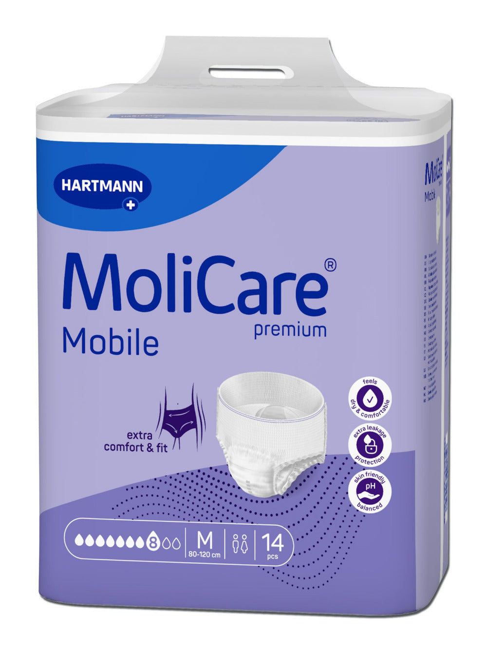 Packung MoliCare Mobile Premium Inkontinenz-Pants, Größe M, 14 Stück, saugstark, hautfreundlich, hoher Tragekomfort, für mobile Anwender