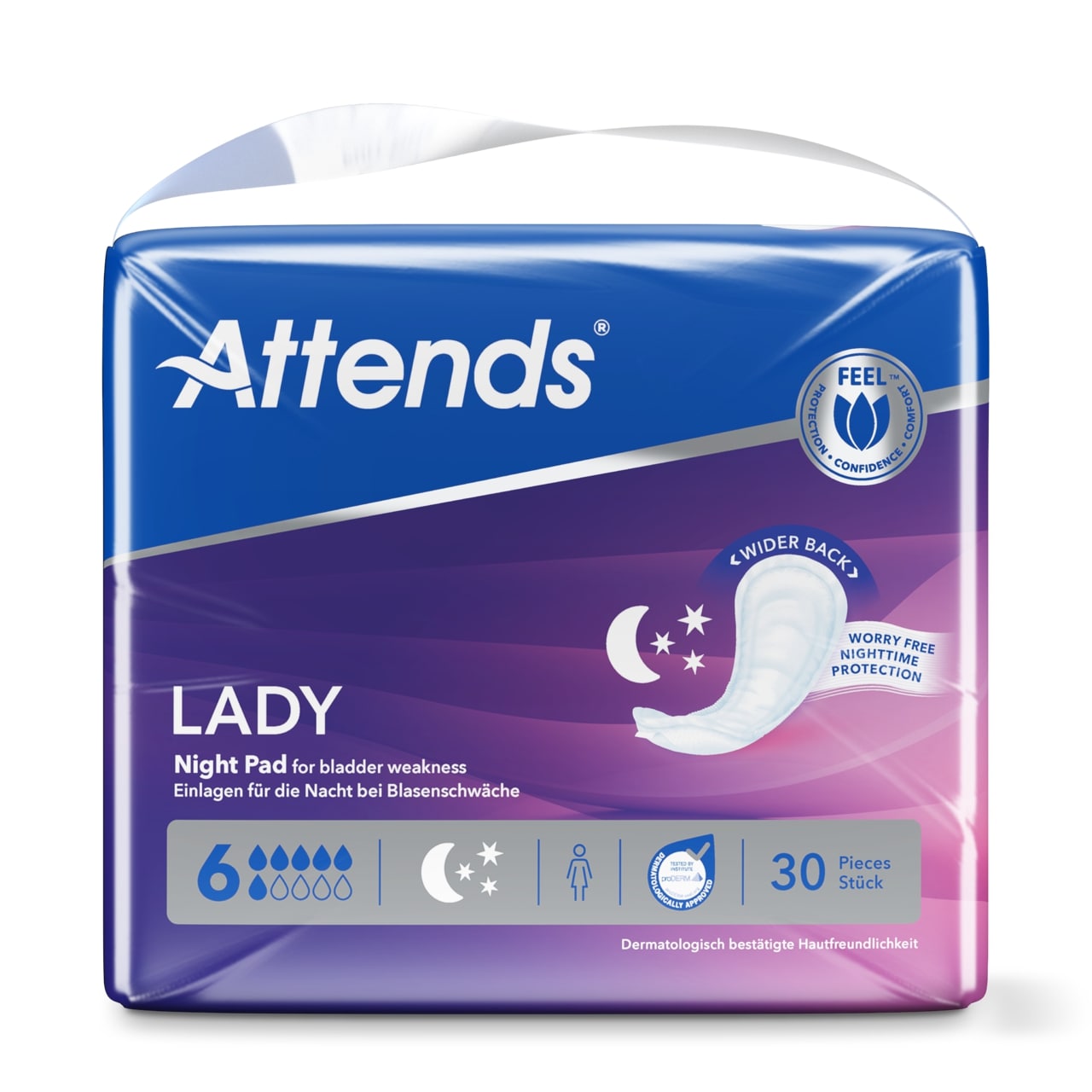 Attends Lady Night Pad 6 Inkontinenzeinlagen
