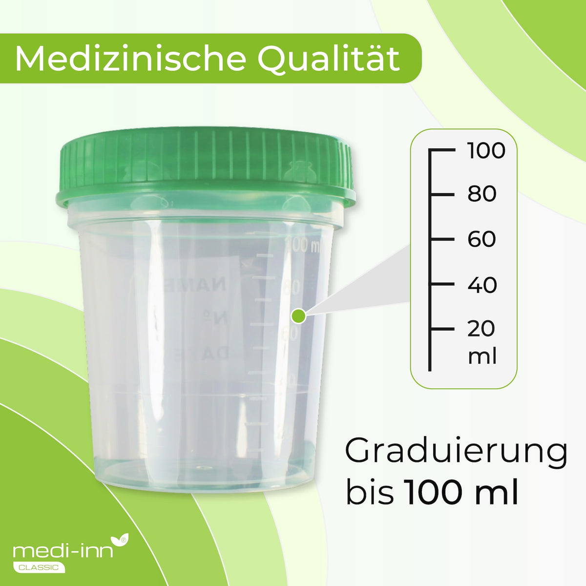Medizinische Qualität: Graduierung bis 100 ml