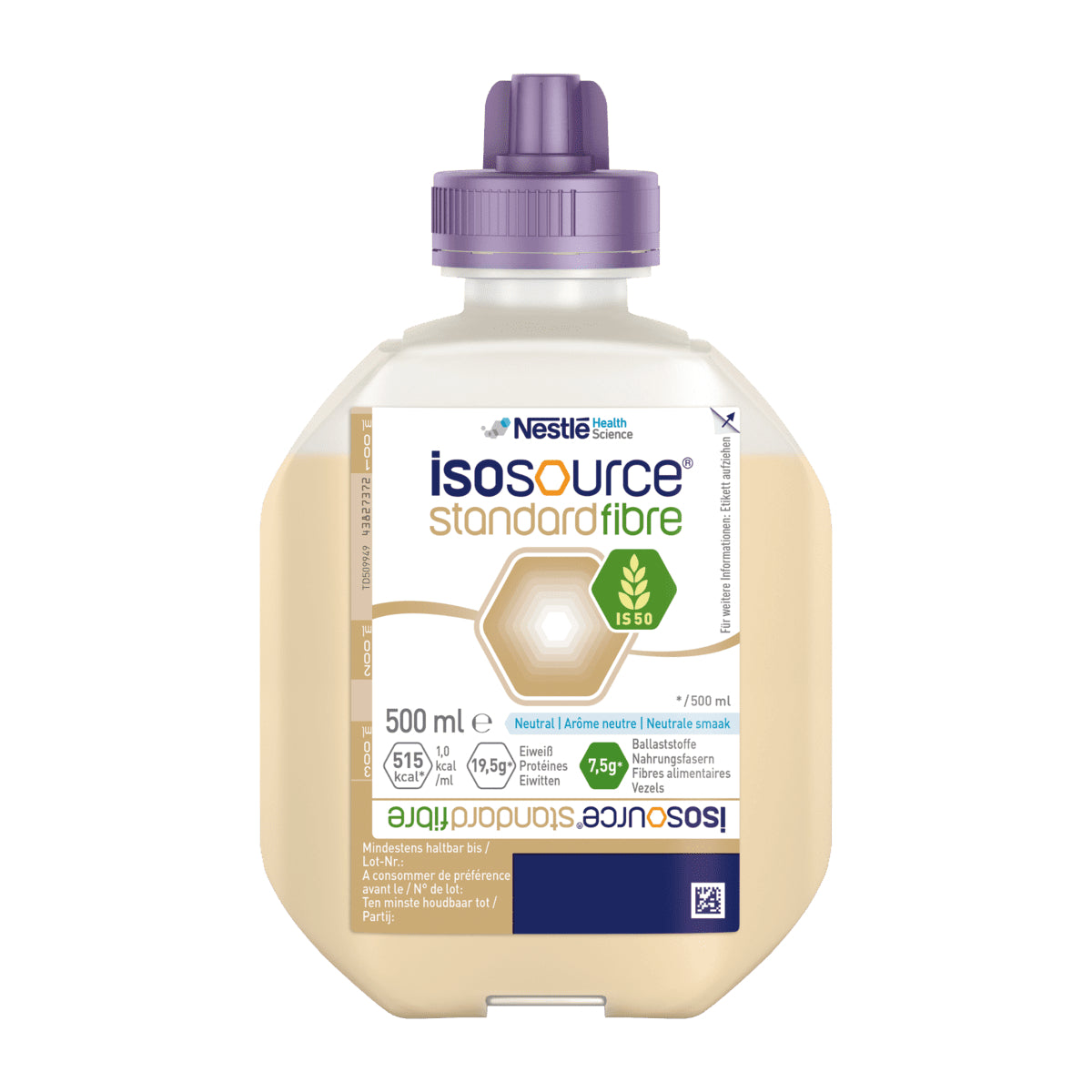 Flasche Isosource Standard Fibre (500 ml) von Nestlé Health Science, neutraler Geschmack