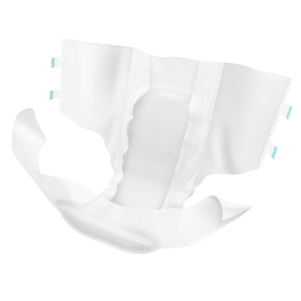 Medi-Inn Classic Inkontinenz-Slip SUPER in Größe S, geöffnet und von oben betrachtet. Zeigt die anatomische Passform mit weichen Bündchen, Saugkern und seitlichen Klettverschlüssen für sicheren Halt.