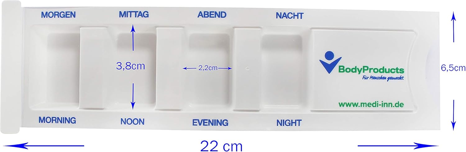 Medi-Inn Medikamentendispenser Tablettenboxen Pillenboxen Tages-Dispenser mit 4 Fächern
