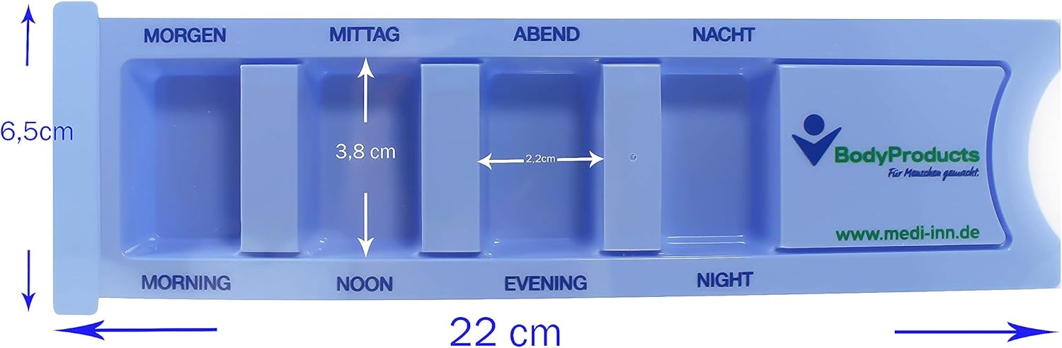 Medi-Inn Medikamentendispenser Tablettenboxen Pillenboxen Tages-Dispenser mit 4 Fächern