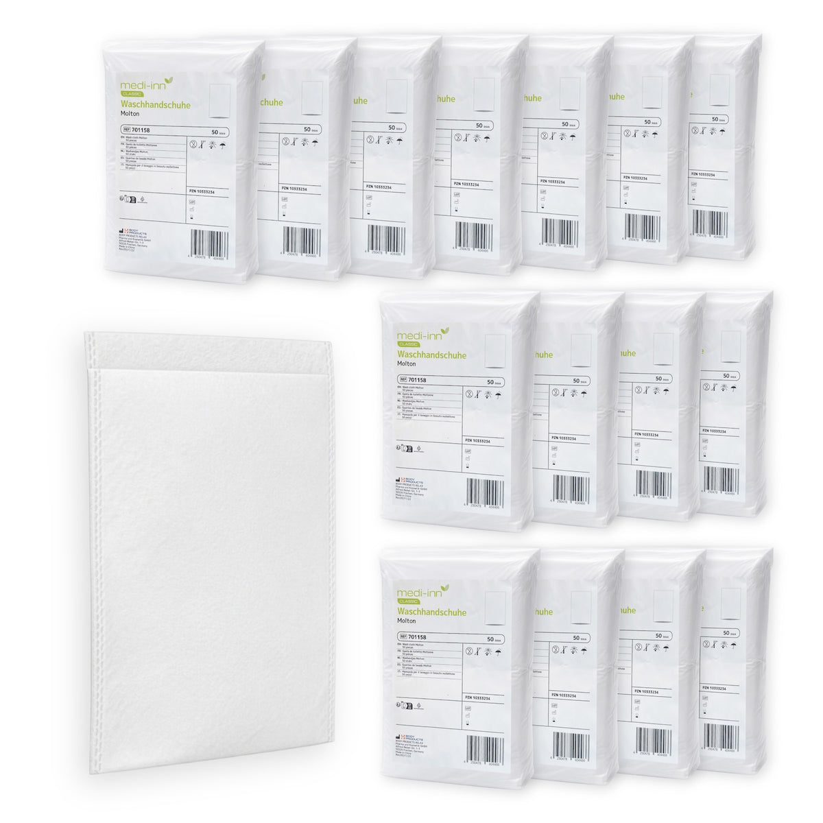 Großpackung MEDI-INN Molton Waschhandschuhe – Einmal-Waschhandschuh und viele 50er-Packungen für Pflege und Hygiene
