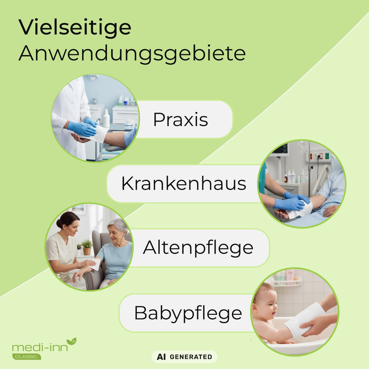 Vielseitige Einsatzbereiche der Molton Waschhandschuhe – Praxis, Krankenhaus, Altenpflege und Babypflege (Infografik)