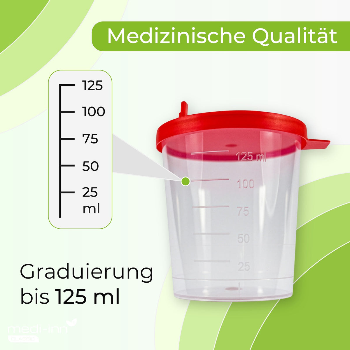 Medizinische Qualität: Graduierung bis 125 ml