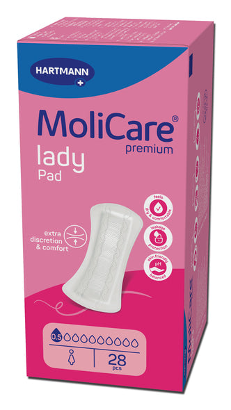 HARTMANN MoliCare Lady Pad Premium 0,5 – Verpackung der Inkontinenzeinlage (28 Stück)