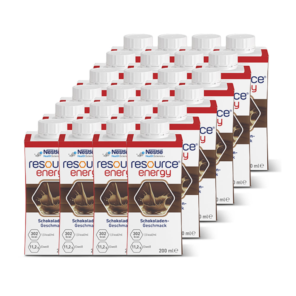 Frontalansicht einer Packung Nestle Resource Energy Schokolade.