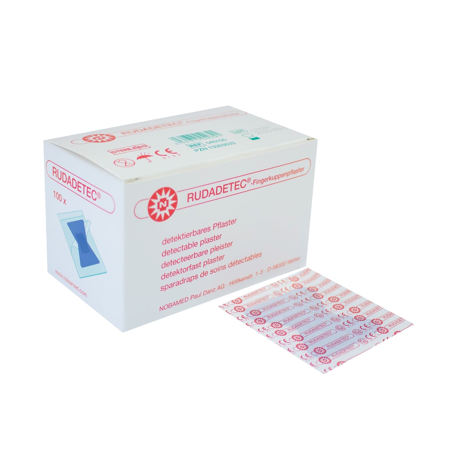 Frontalansicht einer Packung Noba Rudatec Pflaster.