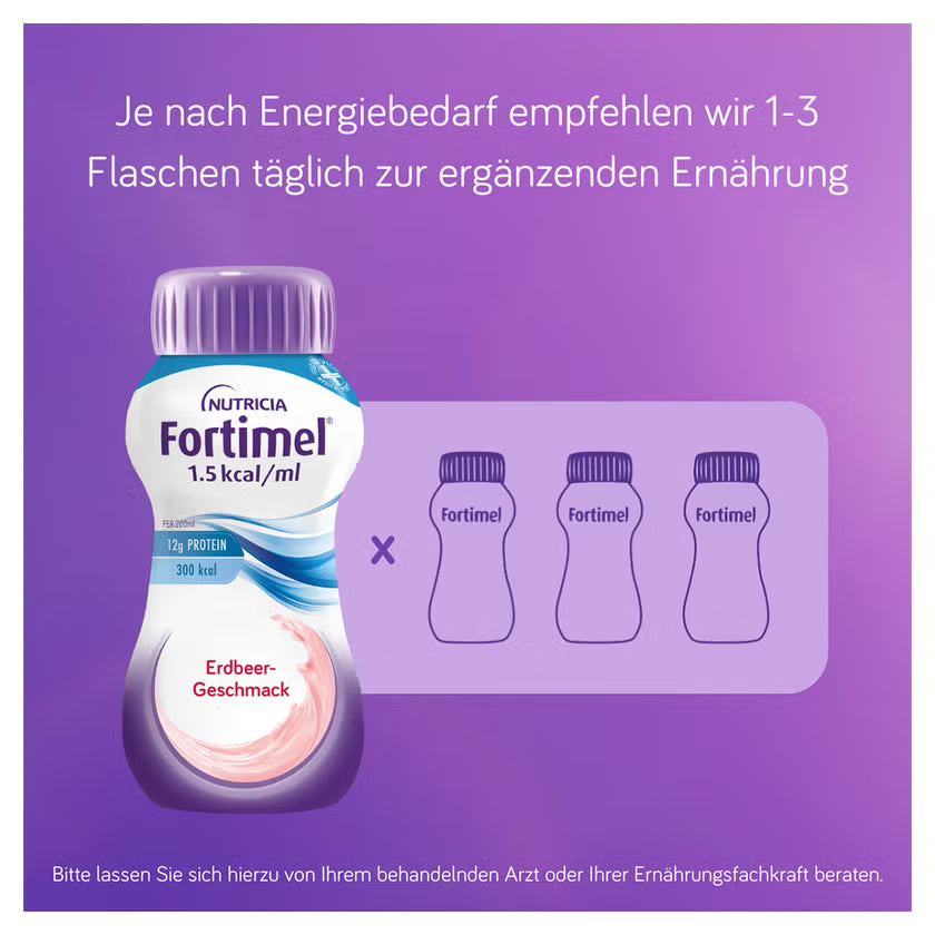 Fortimel 1.5 kcal Erdbeere empfohlene Tagesmenge Trinknahrung