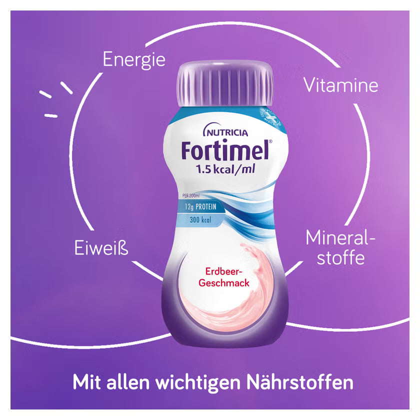 Fortimel 1.5 kcal Erdbeere mit Vitaminen, Mineralstoffen, Eiweiß
