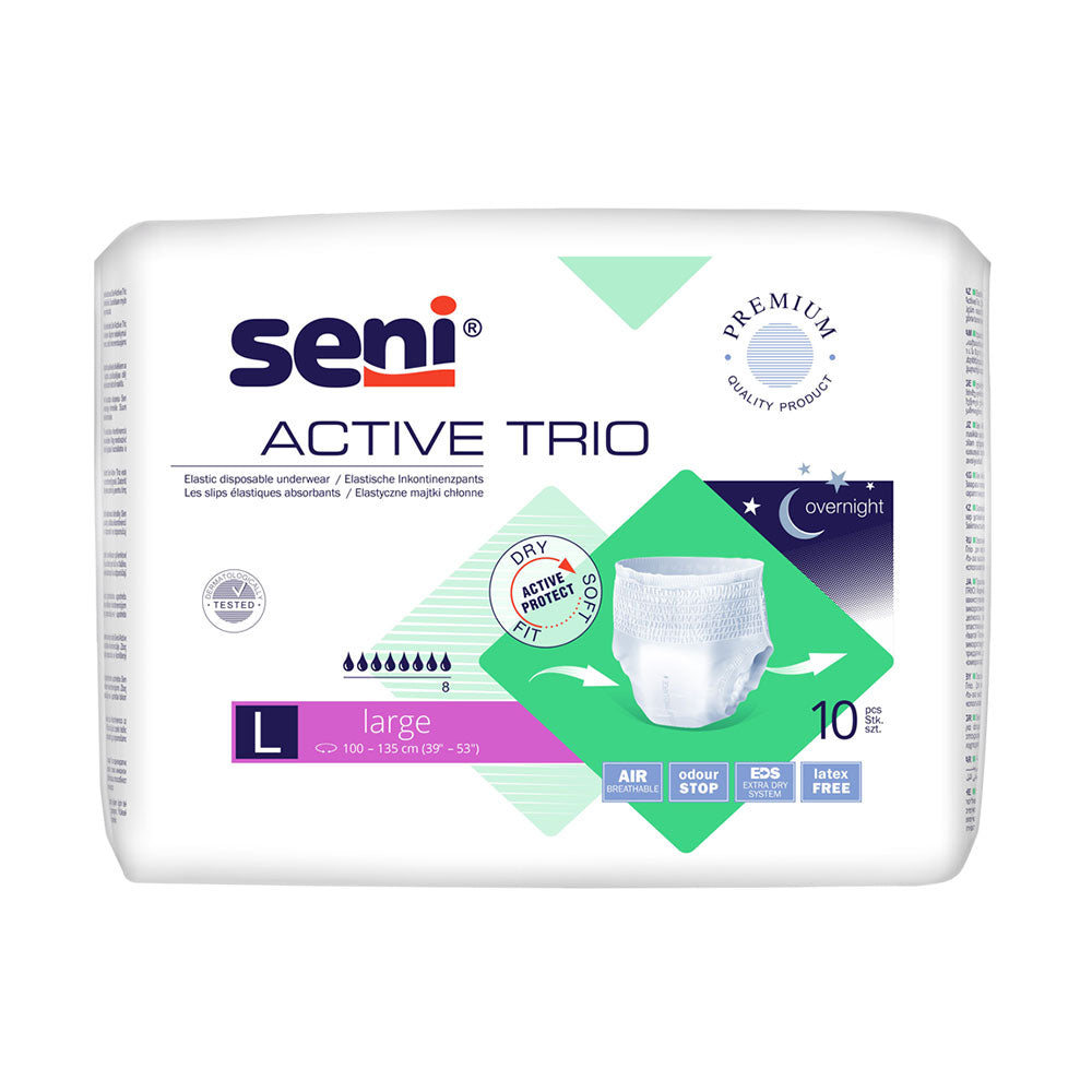 Frontalansicht einer Packung Seni Active Trio Large.