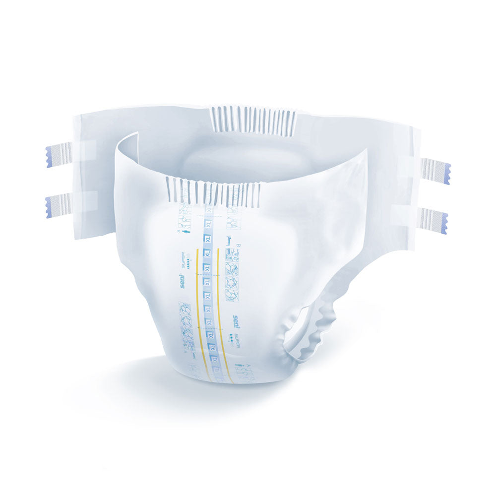 Frontalansicht einer einzeln entnommenen Seni Super XL 10er Pack Inkontinenzhose.