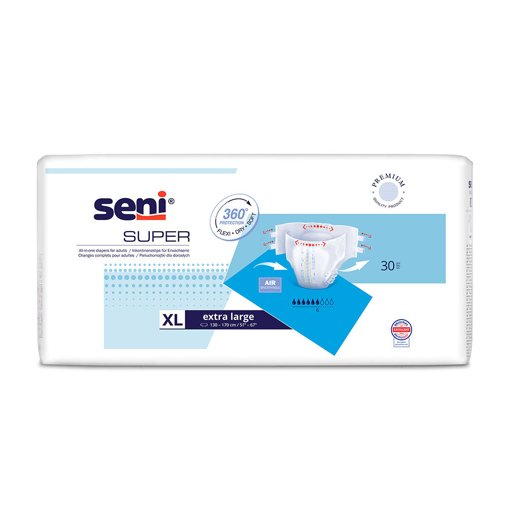 Frontalansicht einer Packung Seni Super XL 30er Pack.