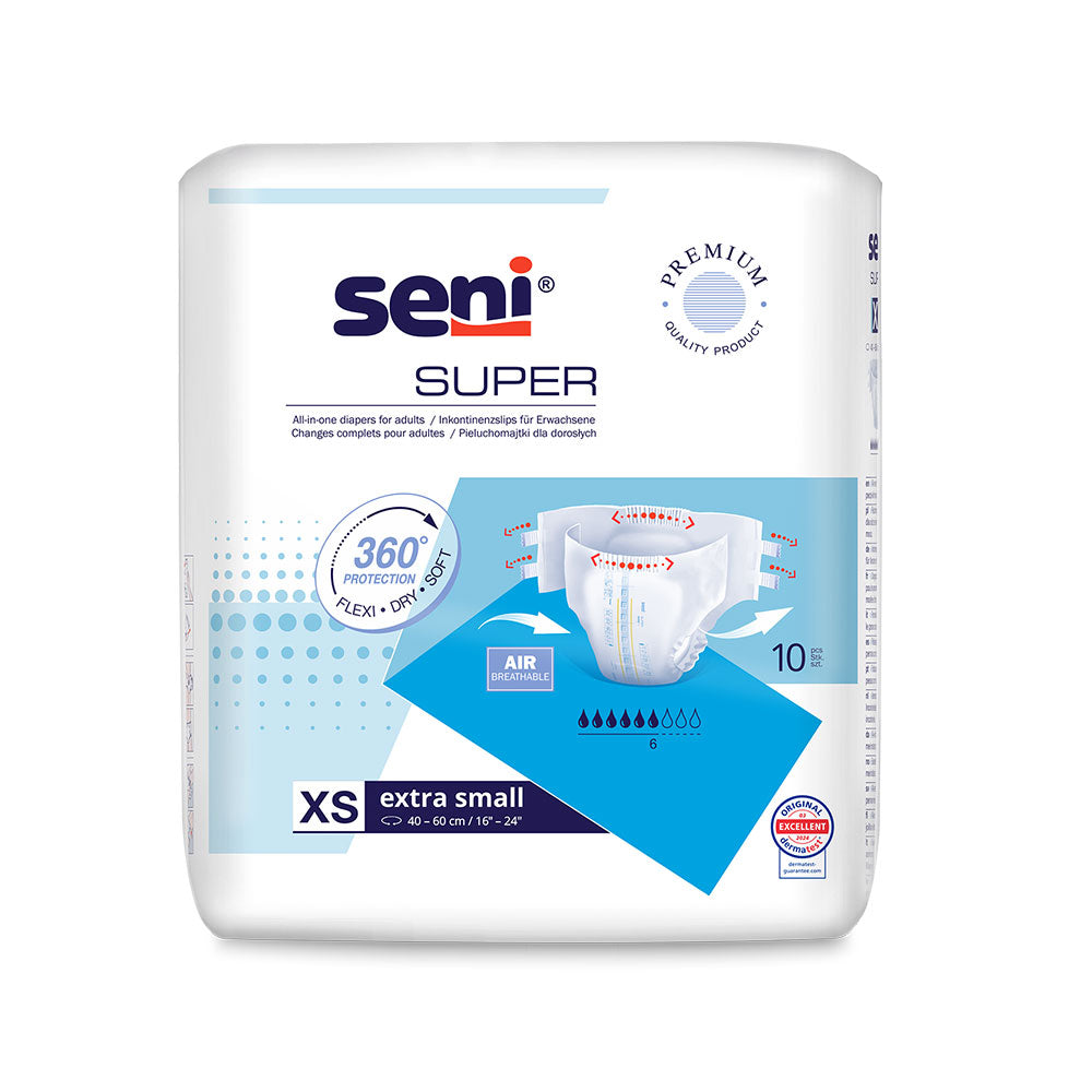 Frontalansicht einer Packung Seni Super XS 10er Pack.