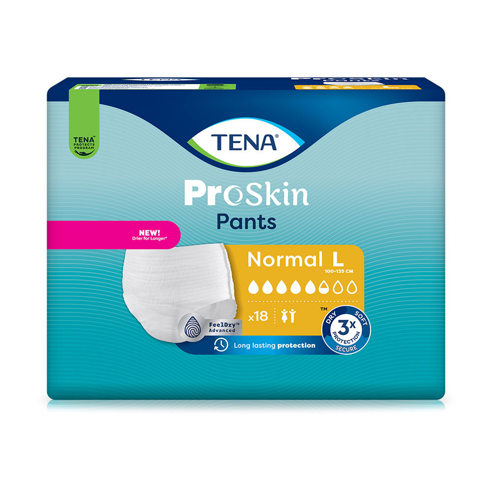 Frontalansicht einer Packung Tena Pants Normal Large.