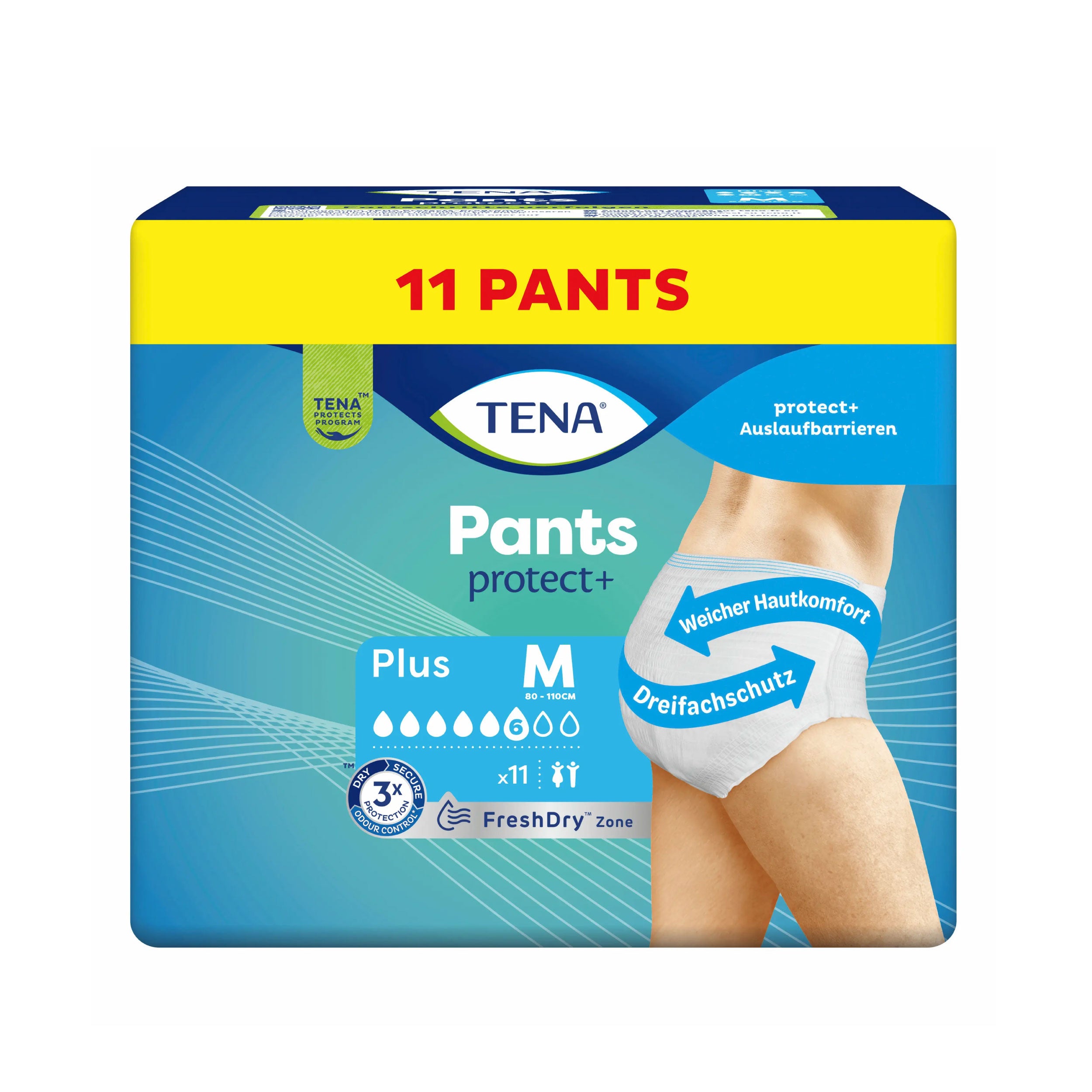 Frontalansicht einer Packung Tena Pants Plus Medium Kleinpackung.