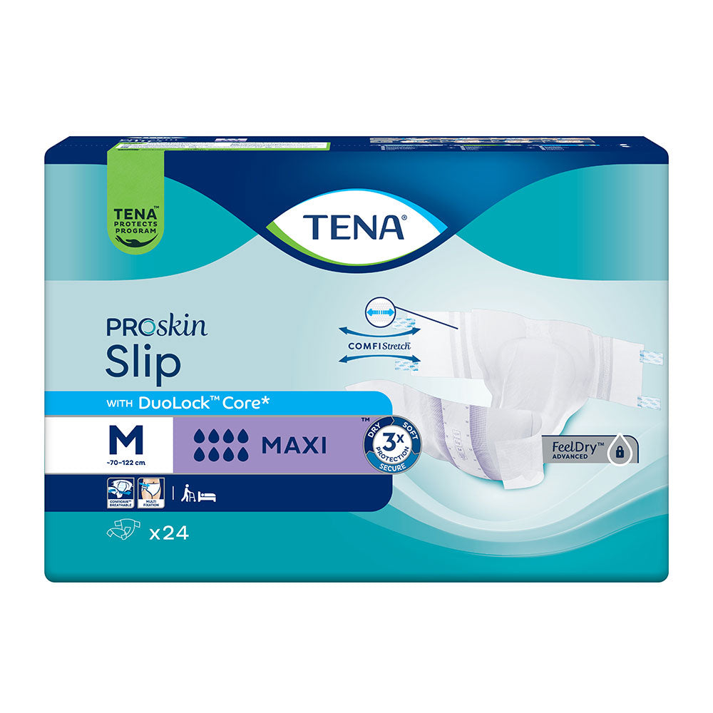 Frontalansicht einer Packung Tena Slip Maxi Medium Inkontinenzslips.