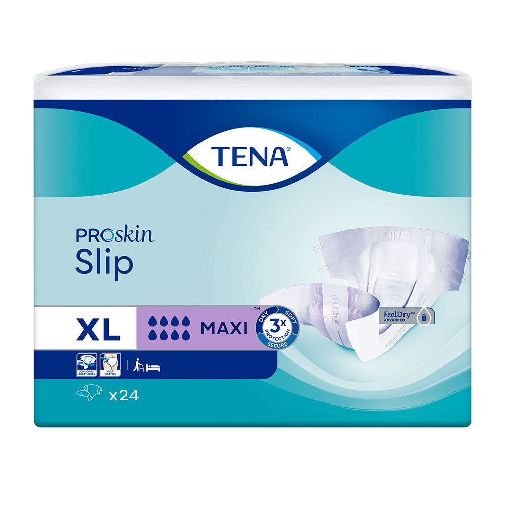 Frontalansicht einer Packung Tena Slip Maxi XL Inkontinenzslips.