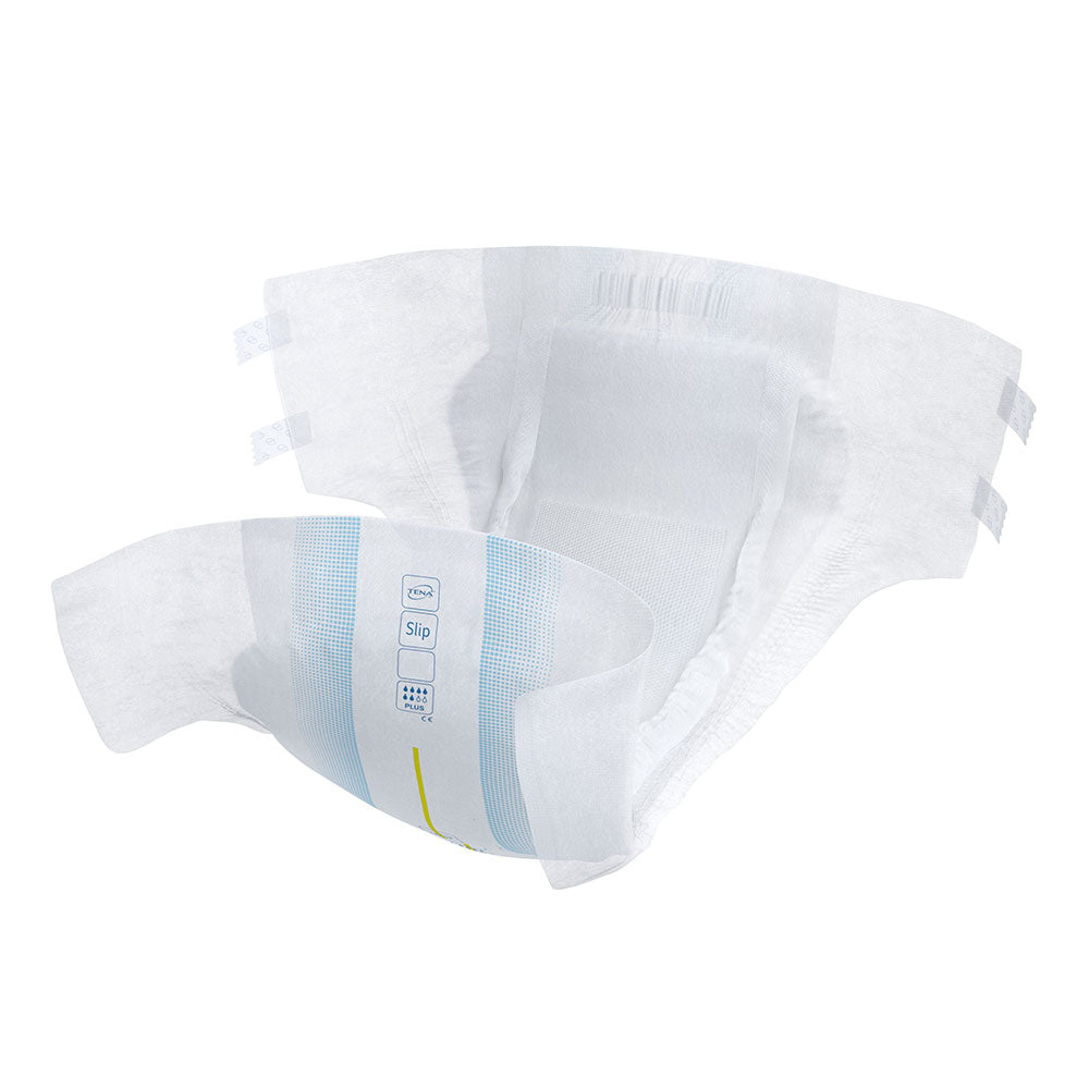 Frontalansicht eines einzeln entnommenen Tena Slip Plus Medium Inkontinenzslips.